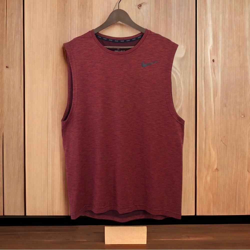 Nike Men’s Dri Fit Training Sleeveless Shirt Tank Top Heather Red Large EUC